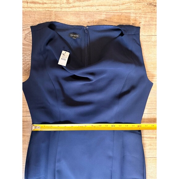 Talbots Dress Navy Blue Cowl Neck Sheath Midi Size 6 NWT ($179) - Picture 5 of 5